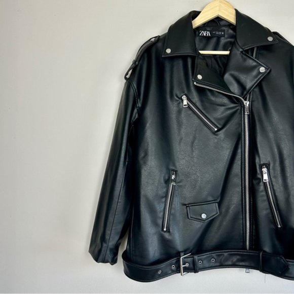 Zara Black Leather Jacket - Picture 6 of 7